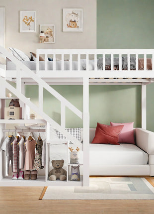 Letto a castello Aura in legno con scrivania e ripiano 140x200 cm Letto a castello singolo in legno massello Letto a castello per bambini