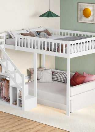 Letto a soppalco 90 x 200 cm, letto a castello per bambini, letto gioco 140 x 200 con scaletta e mobiletto, letto singolo per bambini con protezione anticaduta e ringhiere, letto a soppalco per ragazzi con rete a doghe