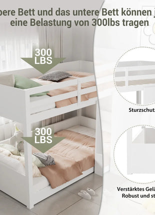 Letto a castello per bambini, letto matrimoniale, letto multifunzionale per bambini, con scale e vani portaoggetti, ringhiera stabile, senza materasso, 90*