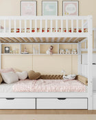 Letto a castello (senza materasso), lettino per bambini, cassettiera, scaffale, armadio, vano portaoggetti, 90x cm, bianco