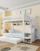 Letto a castello (senza materasso), lettino per bambini, cassettiera, scaffale, armadio, vano portaoggetti, 90x cm, bianco