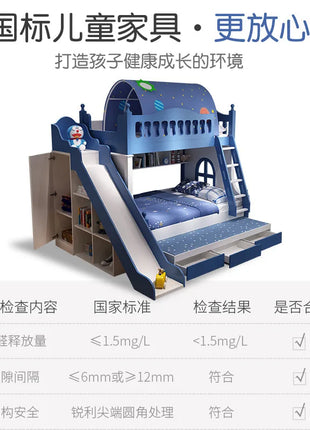 Letto per bambini Ragazzi Letto alto e basso a castello Letto per madre e bambino Scivolo A due strati rialzato