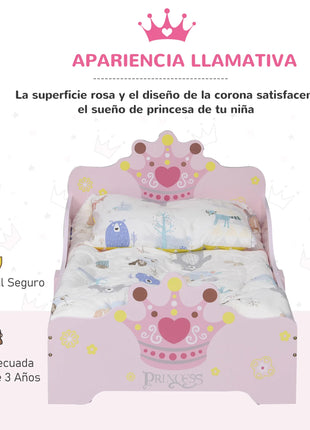 Letto HOMCOM per bambini + 3 anni 143x73x60 cm carico 50 kg rosa