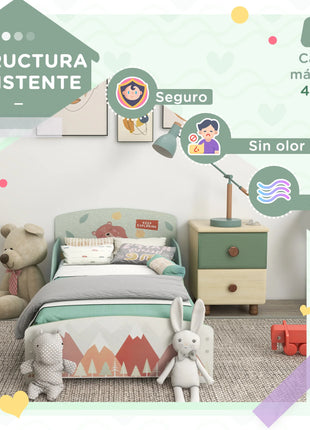 ZONEKIZ Cama Infantil de Madera 143x77x60 cm para Niños de 3-6 Anni Carga 40 kg