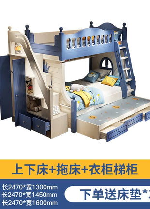 Letto per bambini Ragazzi Letto alto e basso a castello Letto per madre e bambino Scivolo A due strati rialzato