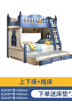 Letto per bambini Ragazzi Letto alto e basso a castello Letto per madre e bambino Scivolo A due strati rialzato