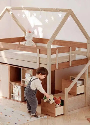Letti per bambini a due piani Letti per bambini singoli nordici semplici e minimalisti in legno Design personalizzato Moderno Lettino Per Bambini Mobili per la casa