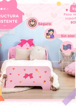 Zonekiz Letto per Bambini in Legno 143X74X59 cm per Bambini 3-6 Anni Carico 80 kg