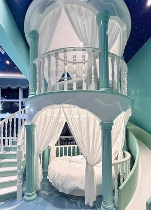Letto a Castello per Bambini J Normal, Decorazione Moderna con Scivolo, Letto Principessa, Box per Bambini, Arredamento per la Casa