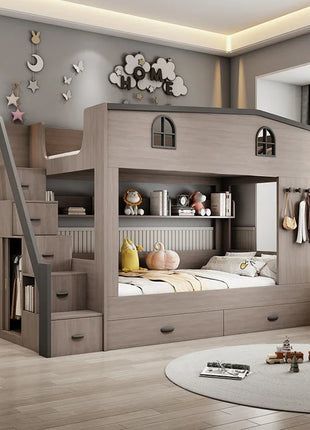 Letto a castello per bambini con cassetto portaoggetti loft letto matrimoniale Scale da arrampicata cornici complete Queen Wooden literas de 2 camas mobili per camera da letto