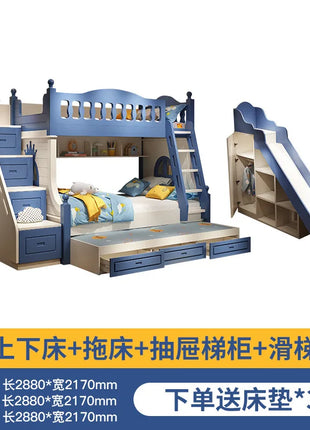 Letto per bambini Ragazzi Letto alto e basso a castello Letto per madre e bambino Scivolo A due strati rialzato