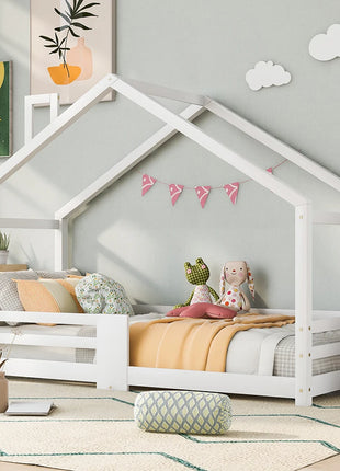 KOMHTOM Letto per bambini 90x200 cm in legno di pino bianco senza materasso