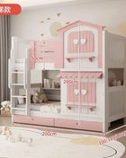 Letto a Castello per Bambine JC, Letto a Due Piani Rosa Stile Principessa con Scivolo