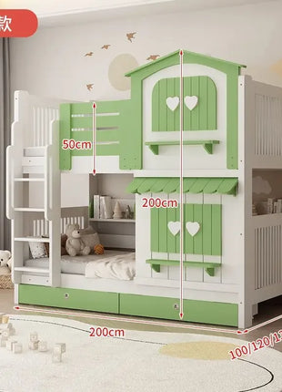 Letto a Castello per Bambine JC, Letto a Due Piani Rosa Stile Principessa con Scivolo