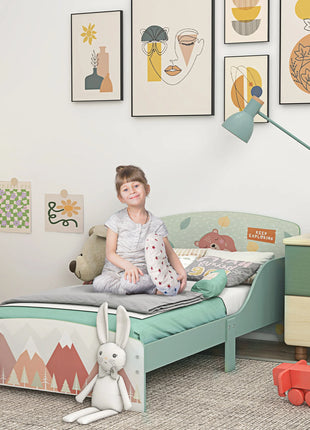 ZONEKIZ Cama Infantil de Madera 143x77x60 cm para Niños de 3-6 Anni Carga 40 kg