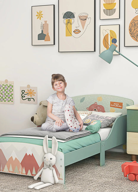 ZONEKIZ Cama Infantil de Madera 143x77x60 cm para Niños de 3-6 Anni Carga 40 kg