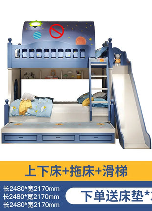 Letto per bambini Ragazzi Letto alto e basso a castello Letto per madre e bambino Scivolo A due strati rialzato