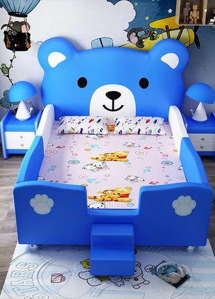 Creativo Orso Del Fumetto Letto Per Bambini Moderno Semplice Letto Principessa In Legno Massello 1.5m Letto Singolo Con Guardrail Cama Mobili Per La Casa