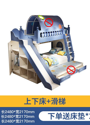 Letto per bambini Ragazzi Letto alto e basso a castello Letto per madre e bambino Scivolo A due strati rialzato