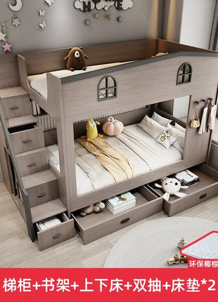 Letto a castello per bambini con cassetto portaoggetti loft letto matrimoniale Scale da arrampicata cornici complete Queen Wooden literas de 2 camas mobili per camera da letto