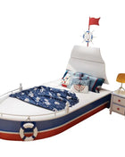 Letto per Bambini in Legno Massello 2026, Letto Singolo per Ragazzi, Design Creativo a Forma di Barca Nautica 1,5m con Ringhiera