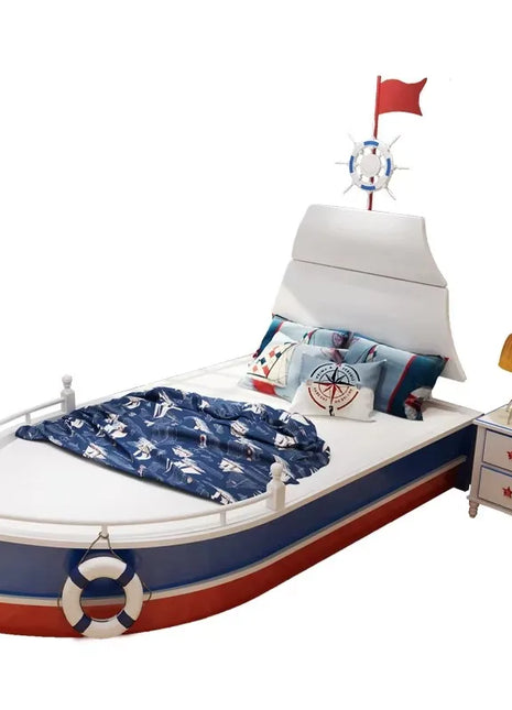 Letto per Bambini in Legno Massello 2026, Letto Singolo per Ragazzi, Design Creativo a Forma di Barca Nautica 1,5m con Ringhiera