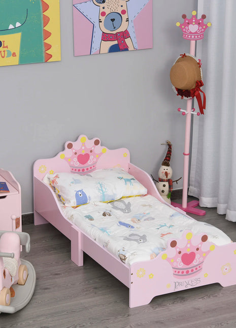 Letto HOMCOM per bambini + 3 anni 143x73x60 cm carico 50 kg rosa