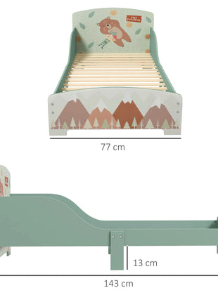 ZONEKIZ Cama Infantil de Madera 143x77x60 cm para Niños de 3-6 Anni Carga 40 kg