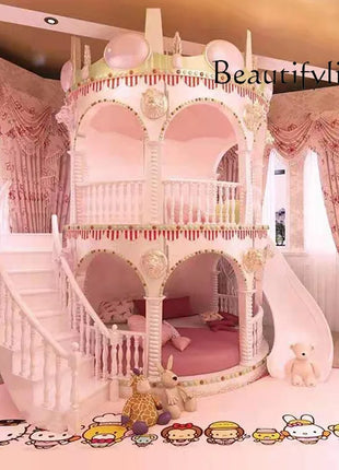 Letto a Castello per Bambini J Normal, Decorazione Moderna con Scivolo, Letto Principessa, Box per Bambini, Arredamento per la Casa