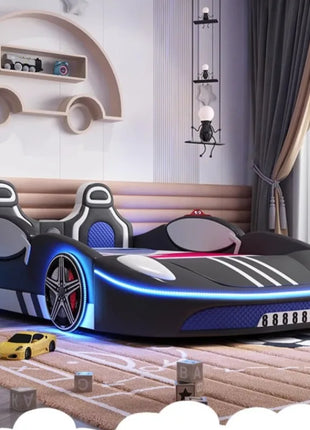 Letti per bambini di sicurezza normale Guardrail a forma di auto Box in stile moderno Letti per bambini Design per ragazzi Mobili per bambini singoli illuminati per la casa