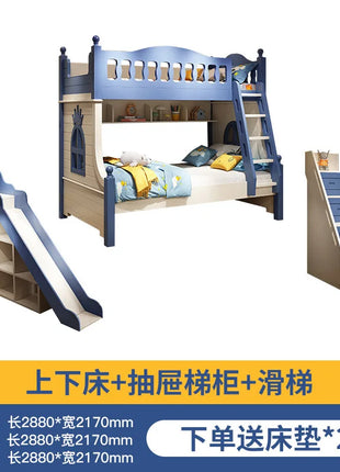 Letto per bambini Ragazzi Letto alto e basso a castello Letto per madre e bambino Scivolo A due strati rialzato