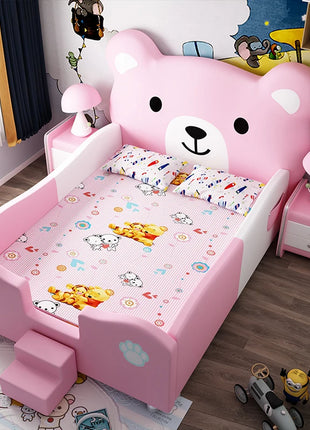 Creativo Orso Del Fumetto Letto Per Bambini Moderno Semplice Letto Principessa In Legno Massello 1.5m Letto Singolo Con Guardrail Cama Mobili Per La Casa
