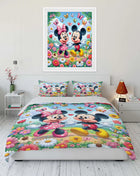 Set di Biancheria da Letto con Stampa Mickey e Minnie Mouse, Set in Microfibra con Federe, Copripiumino per Adulti, Set per Camera da Letto