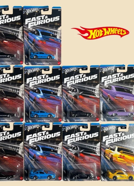 New Hot Wheels Veloce e Furioso a tema non aperto 2024 Diecast Vehicle 1/64 Modello di auto Set completo di 5 pezzi Regali Spedisci ora HRN88