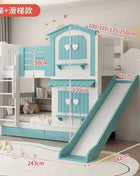 Letto a Castello per Bambine JC, Letto a Due Piani Rosa Stile Principessa con Scivolo