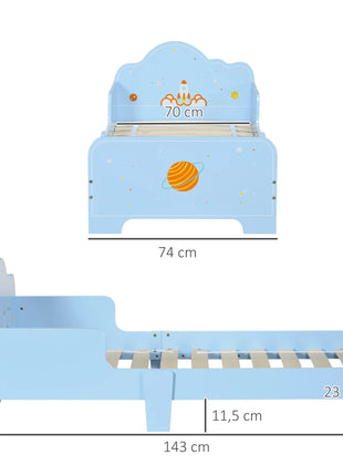 Zonekiz Letto per Bambini in Legno 143X74X59 cm per Bambini 3-6 Anni Carico 80 kg
