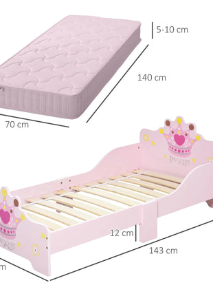 Letto HOMCOM per bambini + 3 anni 143x73x60 cm carico 50 kg rosa