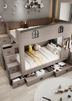 Letto a castello per bambini con cassetto portaoggetti loft letto matrimoniale Scale da arrampicata cornici complete Queen Wooden literas de 2 camas mobili per camera da letto