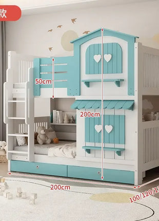 Letto a Castello per Bambine JC, Letto a Due Piani Rosa Stile Principessa con Scivolo