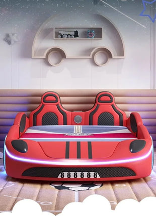 Letti per bambini di sicurezza normale Guardrail a forma di auto Box in stile moderno Letti per bambini Design per ragazzi Mobili per bambini singoli illuminati per la casa