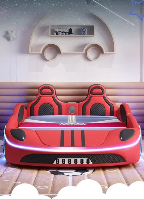 Letti per bambini di sicurezza normale Guardrail a forma di auto Box in stile moderno Letti per bambini Design per ragazzi Mobili per bambini singoli illuminati per la casa