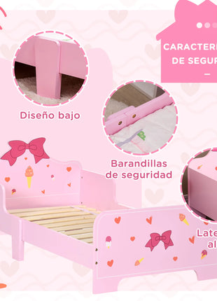 Zonekiz Letto per Bambini in Legno 143X74X59 cm per Bambini 3-6 Anni Carico 80 kg