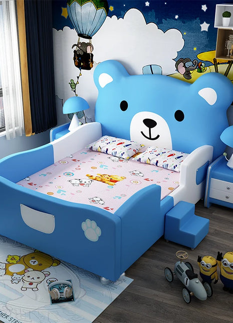 Creativo Orso Del Fumetto Letto Per Bambini Moderno Semplice Letto Principessa In Legno Massello 1.5m Letto Singolo Con Guardrail Cama Mobili Per La Casa