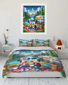 Set di Biancheria da Letto con Stampa Mickey e Minnie Mouse, Set in Microfibra con Federe, Copripiumino per Adulti, Set per Camera da Letto