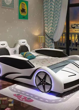 Letti per bambini a forma di auto normale Guardrail di sicurezza Letti per bambini dal design singolo Box Mobili per bambini illuminati in stile moderno per la casa