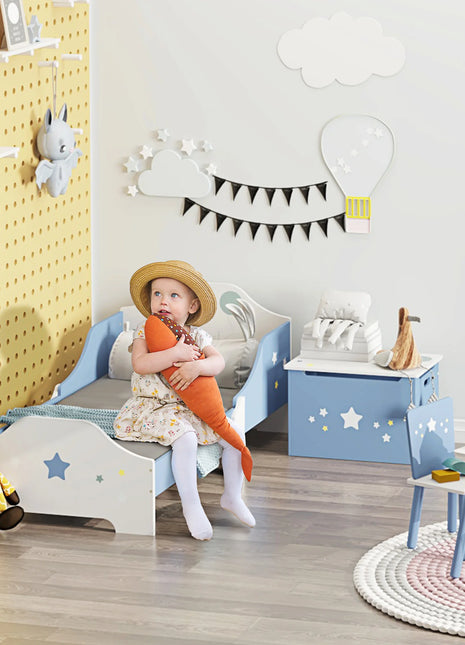 Letto Homcom per Bambini +3 Anni 143X74X59 cm con Stampa Stella Blu