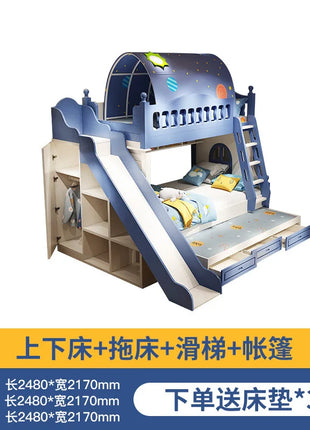 Letto per bambini Ragazzi Letto alto e basso a castello Letto per madre e bambino Scivolo A due strati rialzato