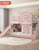 Letto a Castello per Bambine JC, Letto a Due Piani Rosa Stile Principessa con Scivolo