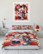 Set di Biancheria da Letto con Stampa Mickey e Minnie Mouse, Set in Microfibra con Federe, Copripiumino per Adulti, Set per Camera da Letto