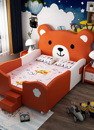 Creativo Orso Del Fumetto Letto Per Bambini Moderno Semplice Letto Principessa In Legno Massello 1.5m Letto Singolo Con Guardrail Cama Mobili Per La Casa